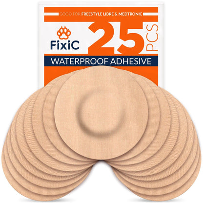 FixiС Klebepflaster 25 Stück 3 1/2 Zoll – Passend für Libre 1, 2, 3 & Plus – G7 & Stelo – Guardian – Wasserdichte Klebepflaster – Libre Abdeckungen – Vorgeschnitten – Die beste Fixierung für Ihren Sensor! (Hautfarbe)
