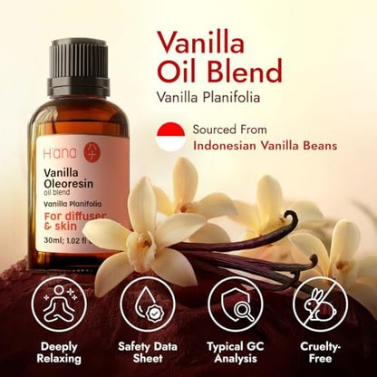 H'ana Vanille Öl - 1,02 Fl Oz Vanille Ätherisches Öl für Haare, Haut, Diffuser, Aromatherapie & DIY