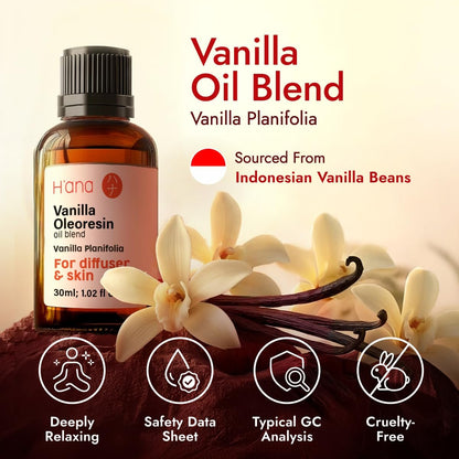 H'ana Vanille Öl - 1,02 Fl Oz Vanille Ätherisches Öl für Haare, Haut, Diffuser, Aromatherapie & DIY