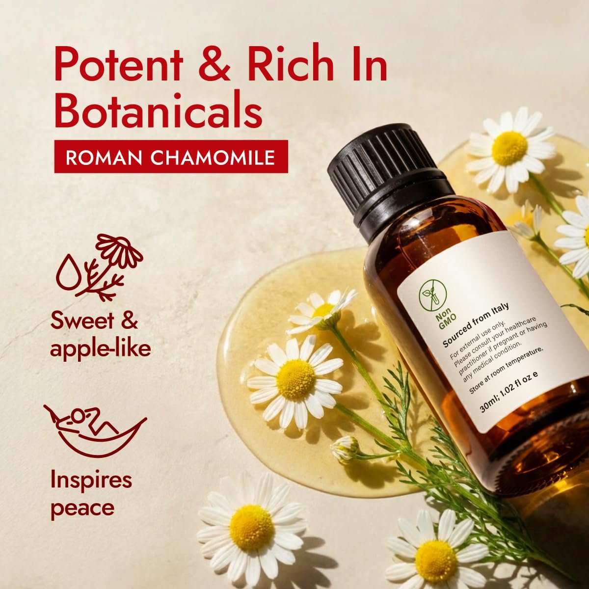 H'ana Römisches Kamillenöl – 30 ml Römisches Kamillenöl für Haare, Haut, Diffuser, Aromatherapie & DIY