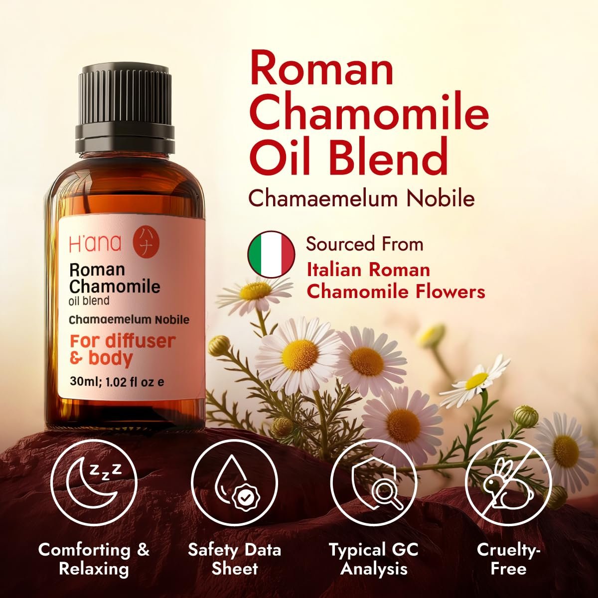 H'ana Römisches Kamillenöl – 30 ml Römisches Kamillenöl für Haare, Haut, Diffuser, Aromatherapie & DIY