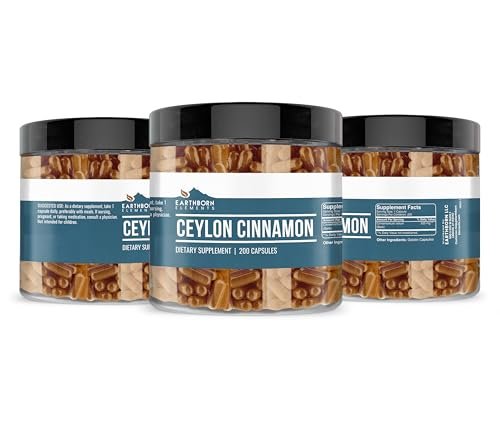 Earthborn Elements Ceylon Zimt 200 Kapseln – Rein & unverdünnt, ohne Zusatzstoffe