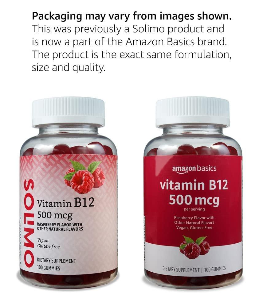 Vitamin B12 500 mcg Gummibärchen für Energie, Stoffwechsel und Immunsystem – Himbeergeschmack, 100 Stück