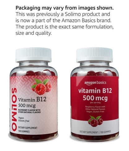 Vitamin B12 500 mcg Gummibärchen für Energie, Stoffwechsel und Immunsystem – Himbeergeschmack, 100 Stück