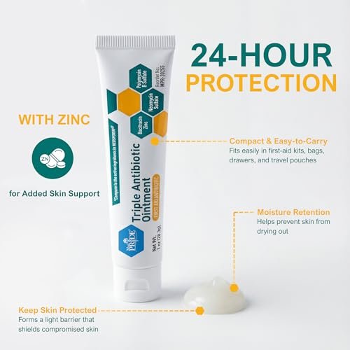 MED Pride Triple Antibiotic Salbe 1 oz (4er-Pack) – Erste Hilfe bei kleinen Wunden, Kratzern und Schürfwunden mit Zink, Neomycin und Polymyxin