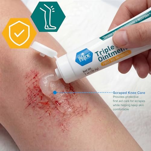 MED Pride Triple Antibiotic Salbe 1 oz (4er-Pack) – Erste Hilfe bei kleinen Wunden, Kratzern und Schürfwunden mit Zink, Neomycin und Polymyxin