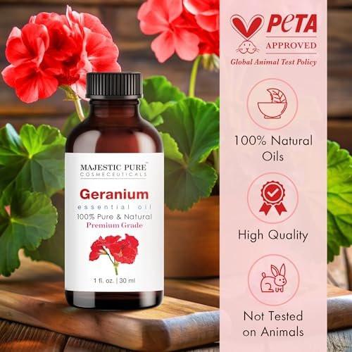 Majestic Pure Geranienöl - 100% reines und natürliches ätherisches Öl mit Glaspipette - 30 ml
