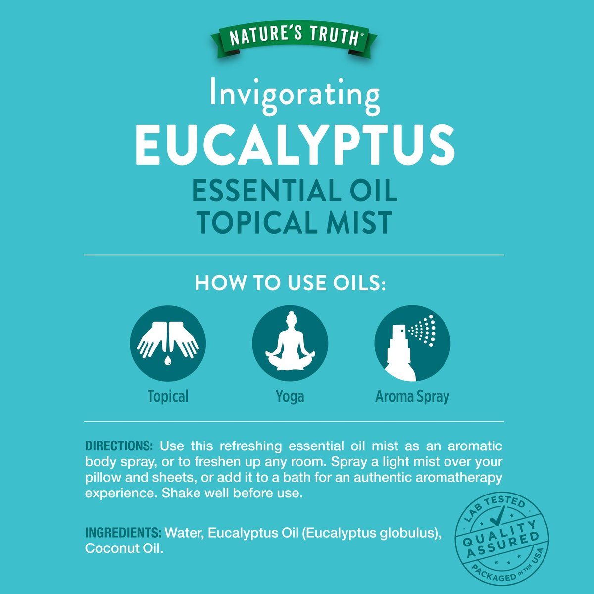 Nature's Truth Eukalyptus-Mist-Spray 2,4 fl oz | Reines ätherisches Öl für Aromatherapie