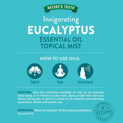 Nature's Truth Eukalyptus-Mist-Spray 2,4 fl oz | Reines ätherisches Öl für Aromatherapie