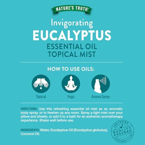 Nature's Truth Eukalyptus-Mist-Spray 2,4 fl oz | Reines ätherisches Öl für Aromatherapie