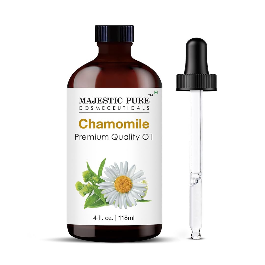 Majestic Pure Kamillenöl 100% Rein & Natürlich – 118 ml mit Pipette für Diffuser, Aromatherapie, Seifen- & Kerzenherstellung