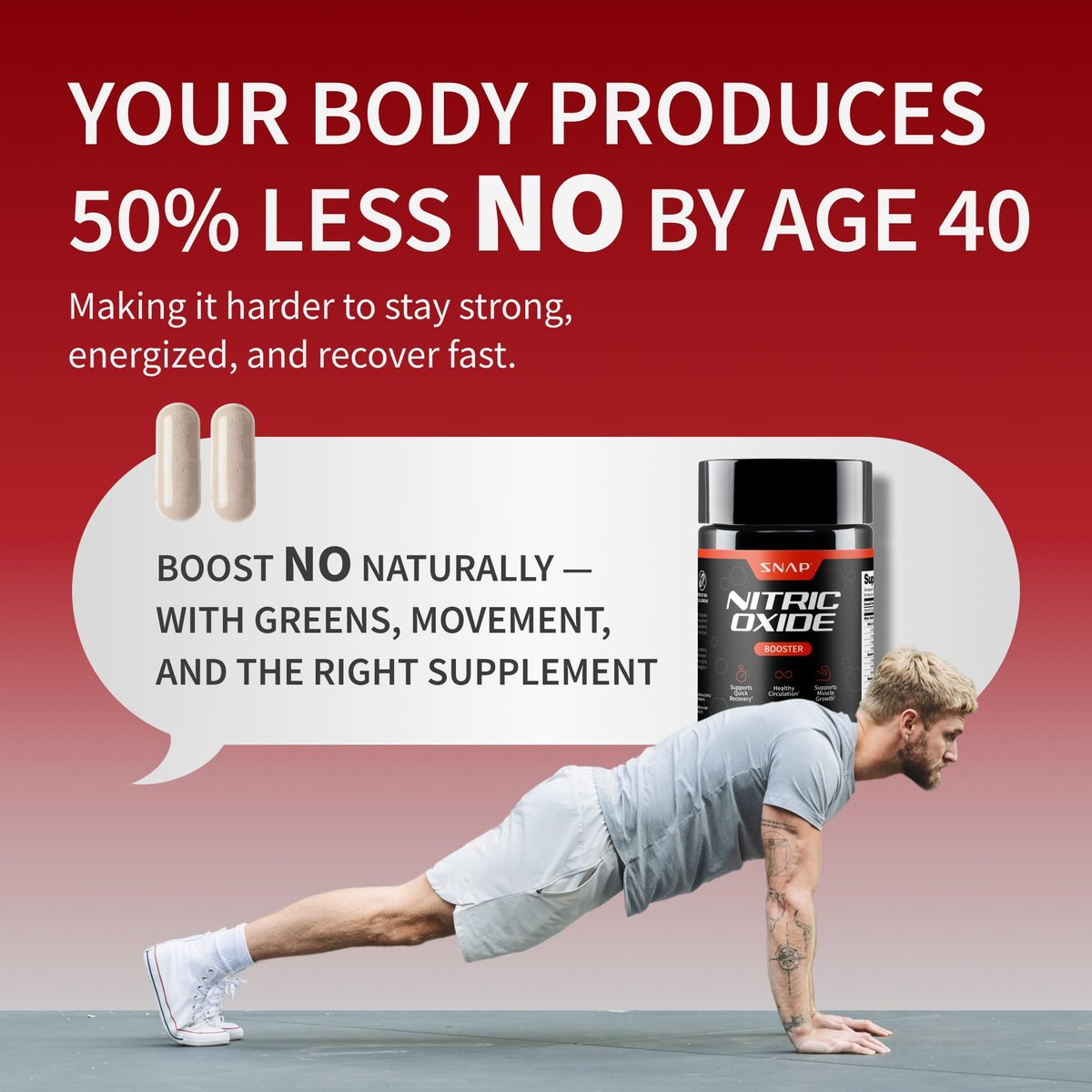 Snap Supplements Stickstoffmonoxid-Booster für Männer & Frauen – L-Citrullin + 3 Formen von L-Arginin für Ausdauer, Durchblutung & Energie – Koffeinfreie Pre-Workout-Alternative, 60 Kapseln
