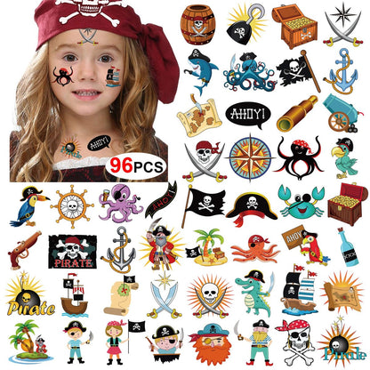 Konsait Piraten Tattoos (96 Stück) – Temporäre Tattoos für Kindergeburtstage, Piratenpartys und Mottopartys