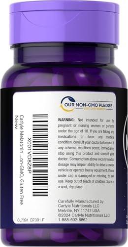Carlyle Melatonin 12 mg Fast Dissolve 180 Tabletten | Schlafhilfe mit natürlichem Beerengeschmack | Vegetarisch, Non-GMO, Glutenfrei