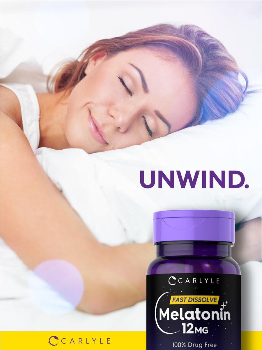 Carlyle Melatonin 12 mg Fast Dissolve 180 Tabletten | Schlafhilfe mit natürlichem Beerengeschmack | Vegetarisch, Non-GMO, Glutenfrei