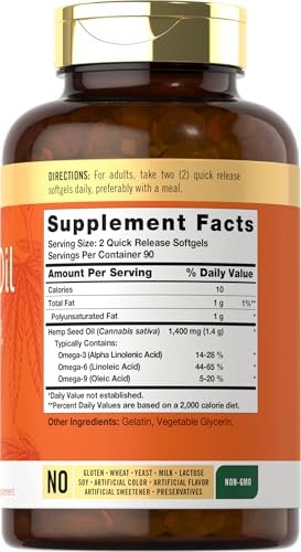 Carlyle Hanföl Kapseln | 126.000 mg | 180 Softgels | Non-GMO, Glutenfrei