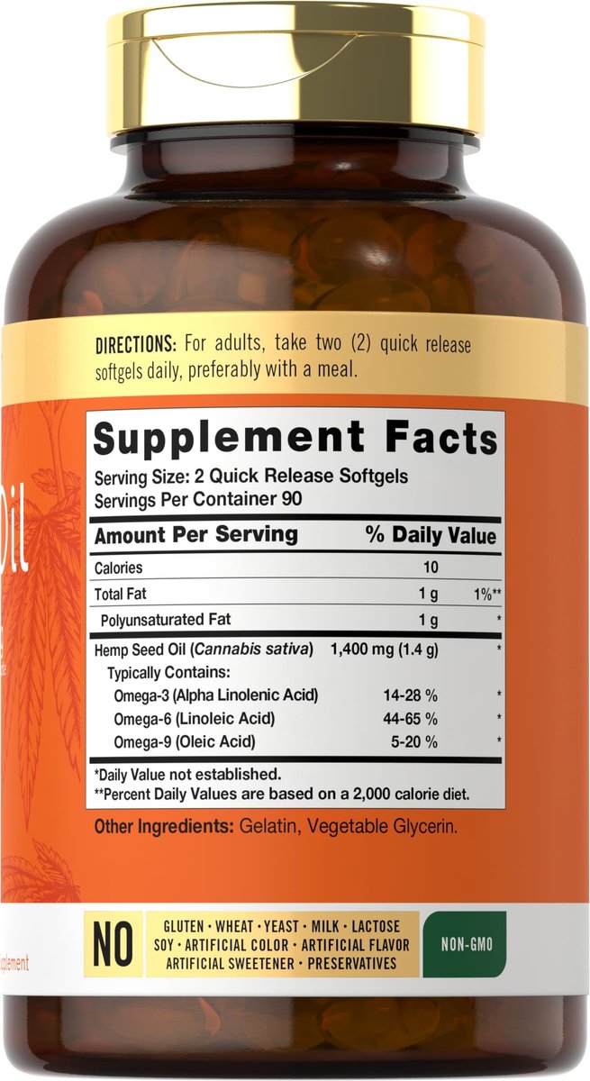 Carlyle Hanföl Kapseln | 126.000 mg | 180 Softgels | Non-GMO, Glutenfrei