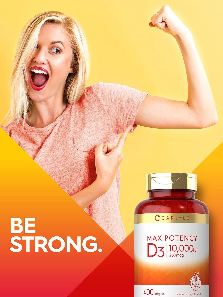 Carlyle Vitamin D 10.000 IE – 400 Weichkapseln, Hochdosiert, Non-GMO, Glutenfrei