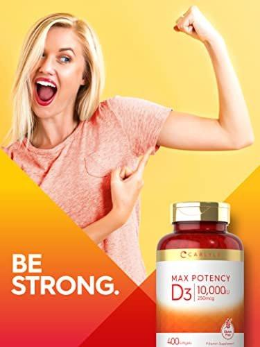 Carlyle Vitamin D 10.000 IE – 400 Weichkapseln, Hochdosiert, Non-GMO, Glutenfrei