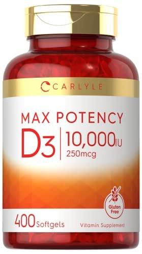 Carlyle Vitamin D 10.000 IE – 400 Weichkapseln, Hochdosiert, Non-GMO, Glutenfrei