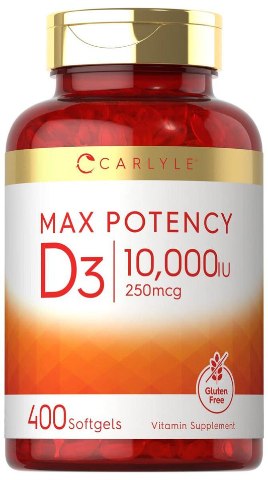 Carlyle Vitamin D 10.000 IE – 400 Weichkapseln, Hochdosiert, Non-GMO, Glutenfrei