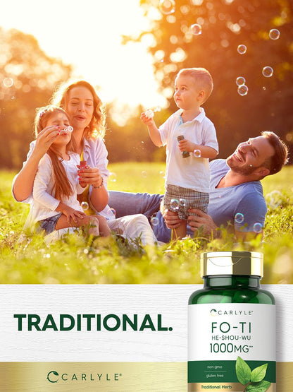 Carlyle Fo-Ti Supplement | 180 Kapseln | He-Shou-Wu Wurzelextrakt | Nicht-GVO & Glutenfrei
