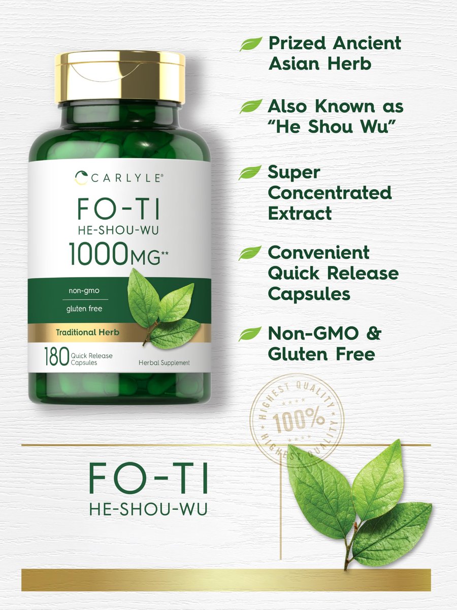 Carlyle Fo-Ti Supplement | 180 Kapseln | He-Shou-Wu Wurzelextrakt | Nicht-GVO & Glutenfrei