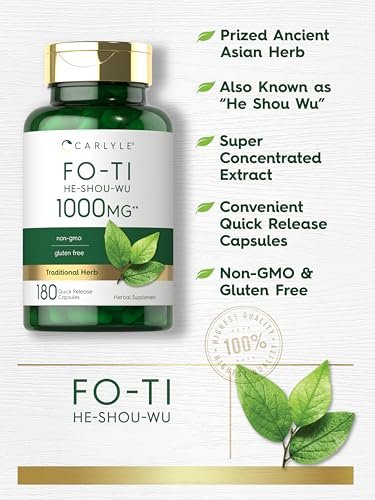 Carlyle Fo-Ti Supplement | 180 Kapseln | He-Shou-Wu Wurzelextrakt | Nicht-GVO & Glutenfrei
