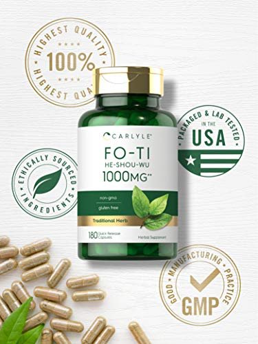 Carlyle Fo-Ti Supplement | 180 Kapseln | He-Shou-Wu Wurzelextrakt | Nicht-GVO & Glutenfrei