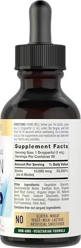 Carlyle Flüssiges Biotin 10.000 mcg | 2 oz | Extra starke Tropfen | Vegetarisch, Nicht-GVO, Glutenfrei