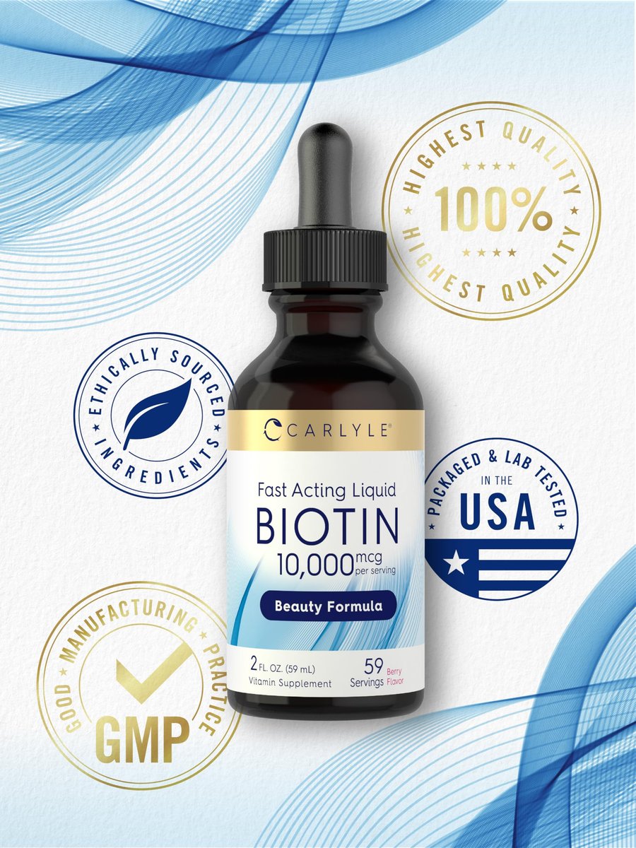 Carlyle Flüssiges Biotin 10.000 mcg | 2 oz | Extra starke Tropfen | Vegetarisch, Nicht-GVO, Glutenfrei