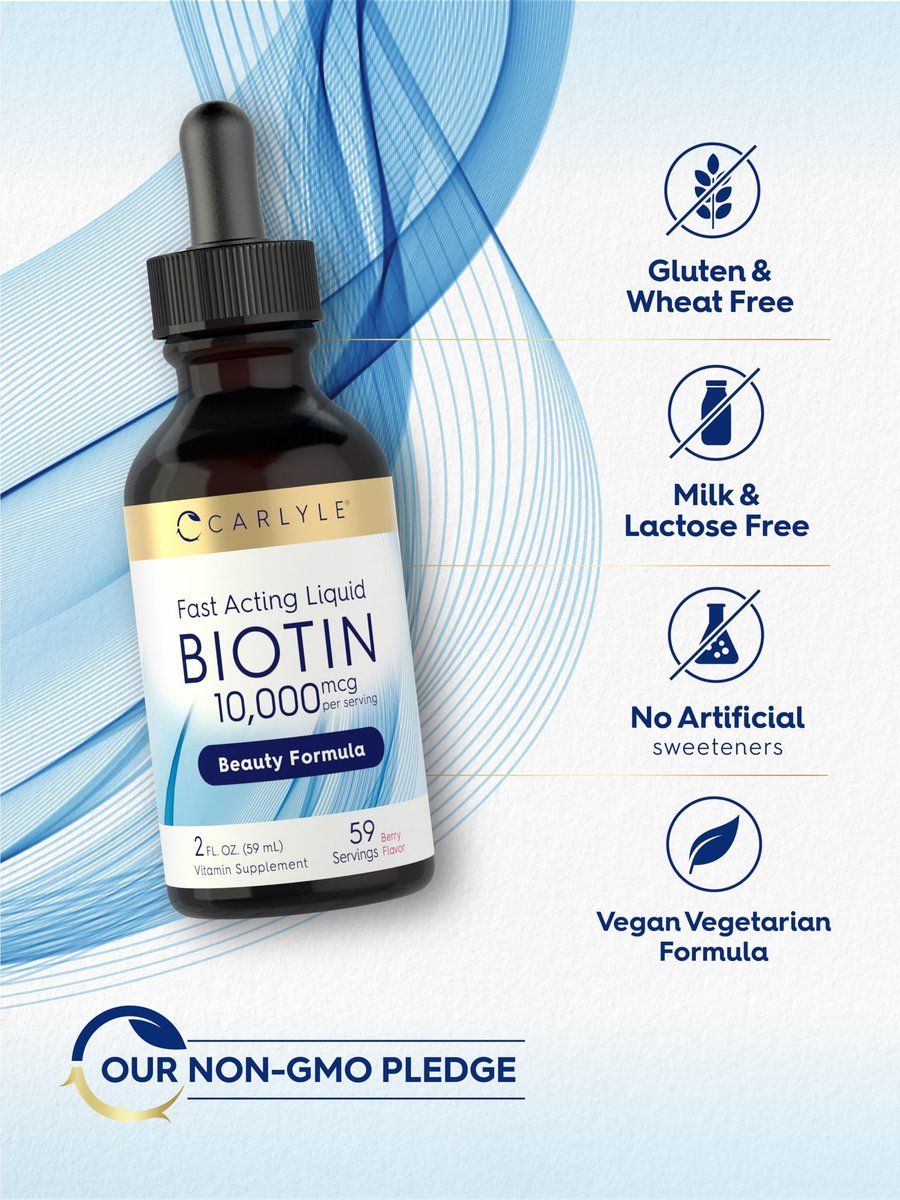 Carlyle Flüssiges Biotin 10.000 mcg | 2 oz | Extra starke Tropfen | Vegetarisch, Nicht-GVO, Glutenfrei