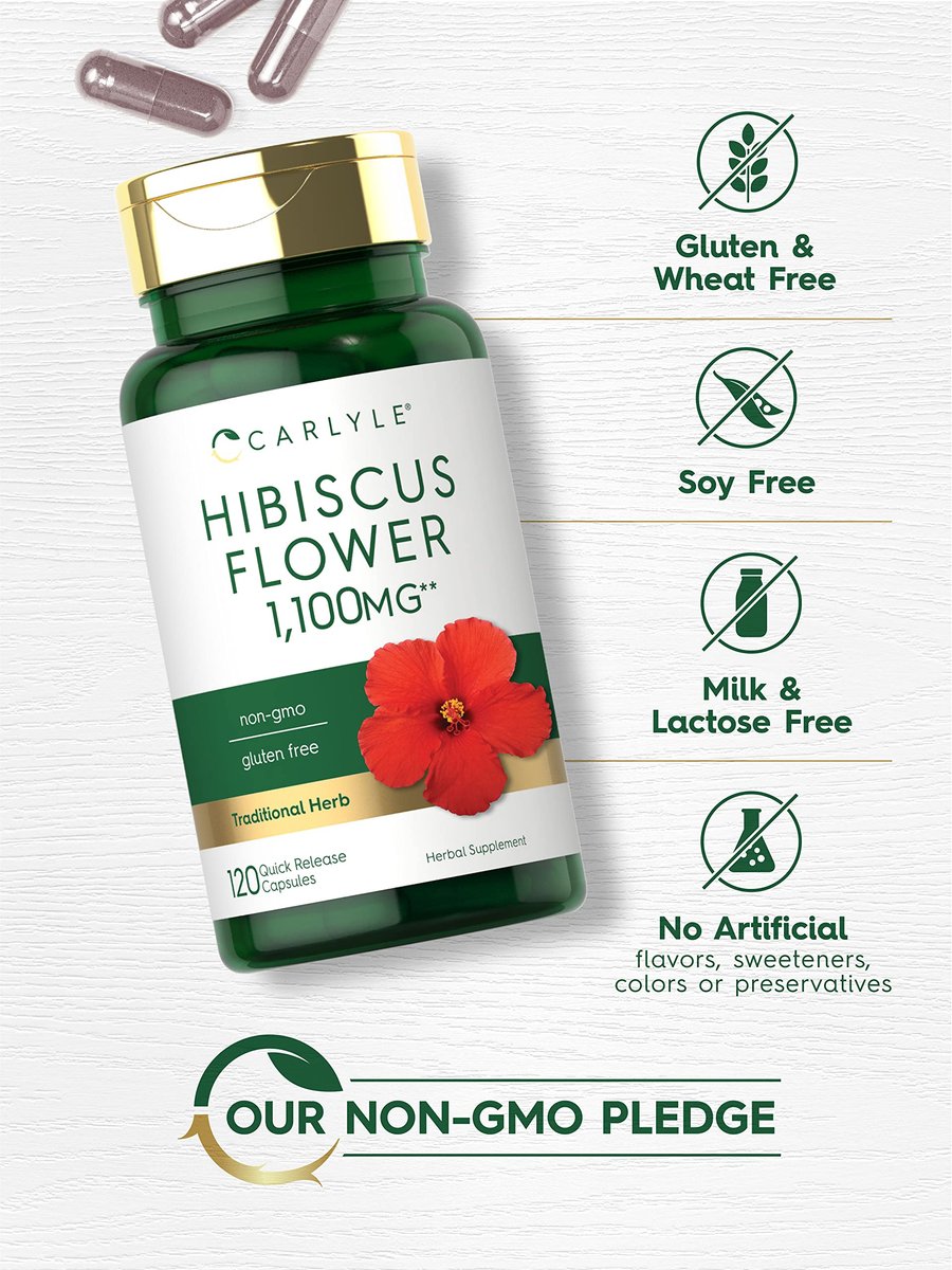 Carlyle Hibiskusblüten Extrakt | 120 Kapseln | Non-GMO, Glutenfreies Nahrungsergänzungsmittel