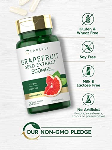 Carlyle Grapefruitkernextrakt | 120 Kapseln | Maximale Stärke | Non-GMO, Glutenfrei