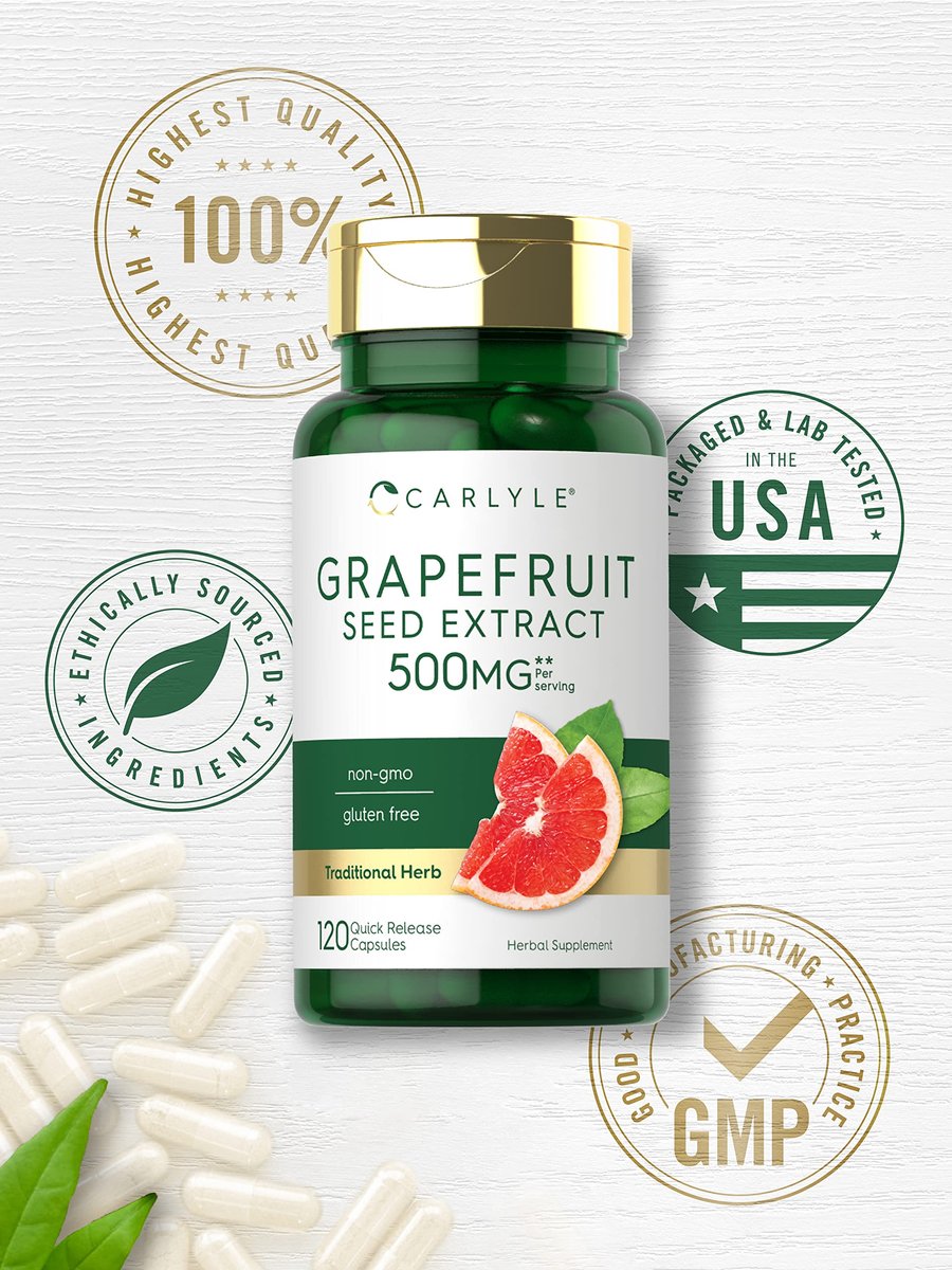 Carlyle Grapefruitkernextrakt | 120 Kapseln | Maximale Stärke | Non-GMO, Glutenfrei