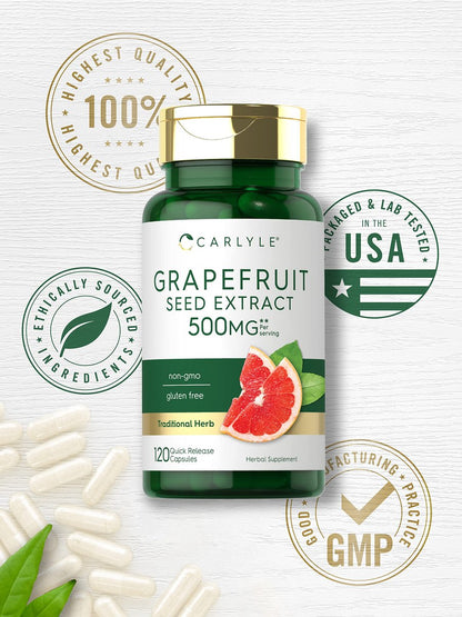 Carlyle Grapefruitkernextrakt | 120 Kapseln | Maximale Stärke | Non-GMO, Glutenfrei