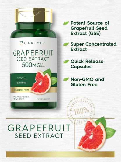 Carlyle Grapefruitkernextrakt | 120 Kapseln | Maximale Stärke | Non-GMO, Glutenfrei