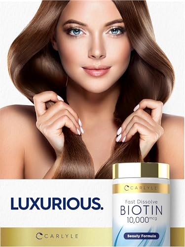 Carlyle Biotin 10000 mcg | 250 schnell lösliche Tabletten | Maximale Stärke | Vegetarisch, Nicht-GVO, Glutenfrei
