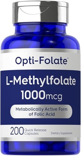 Carlyle L-Methylfolat 1000 mcg | 200 Kapseln | Optimiert und aktiviert | Nicht-GVO, glutenfrei | Methylfolat, 5-MTHF | von Opti-Folate
