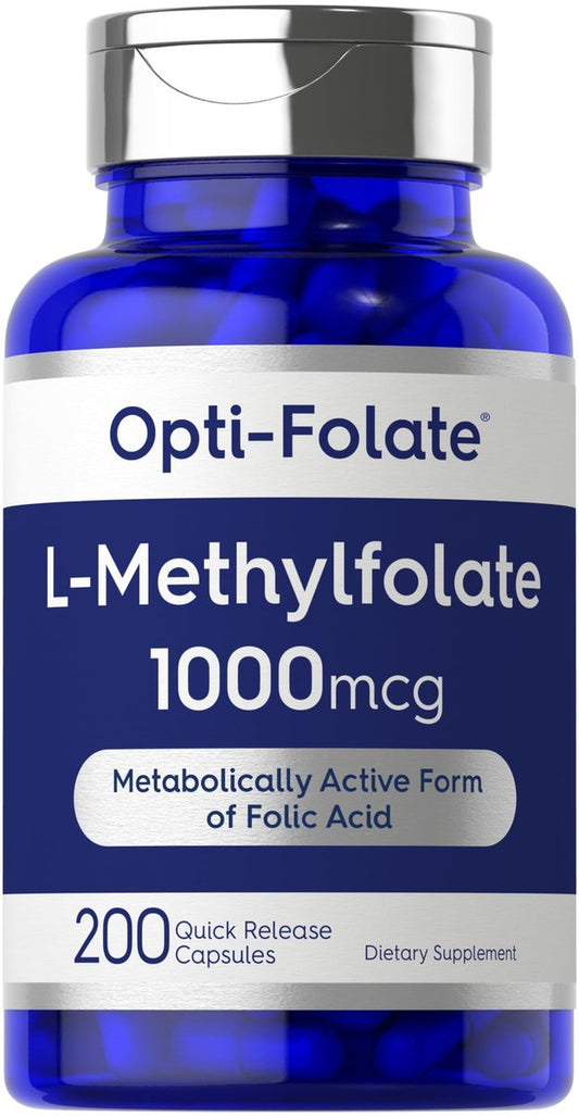 Carlyle L-Methylfolat 1000 mcg | 200 Kapseln | Optimiert und aktiviert | Nicht-GVO, glutenfrei | Methylfolat, 5-MTHF | von Opti-Folate