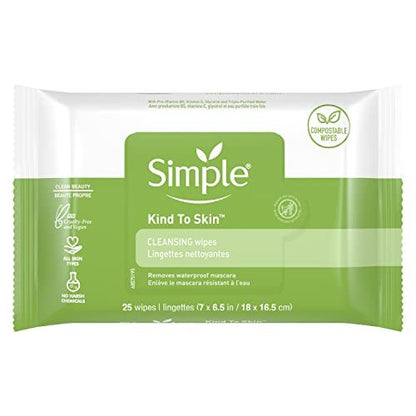 Simple Kind to Skin Gesichtstücher – Sanfte & effektive Make-up-Entferner, frei von Farb- und Duftstoffen, 25 Tücher