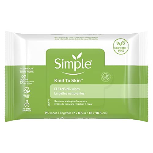 Simple Kind to Skin Gesichtstücher – Sanfte & effektive Make-up-Entferner, frei von Farb- und Duftstoffen, 25 Tücher
