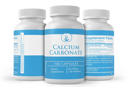 Reines Calciumcarbonat – 100 Kapseln, ohne Zusätze oder Füllstoffe, laborgeprüft