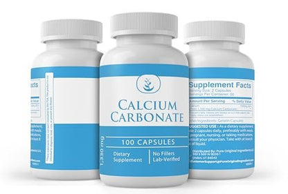 Reines Calciumcarbonat – 100 Kapseln, ohne Zusätze oder Füllstoffe, laborgeprüft