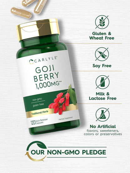 Carlyle Goji-Beere | 120 Kapseln | Konzentrierter Extrakt aus der Goji-Pflanze | Nicht-GMO, Glutenfrei