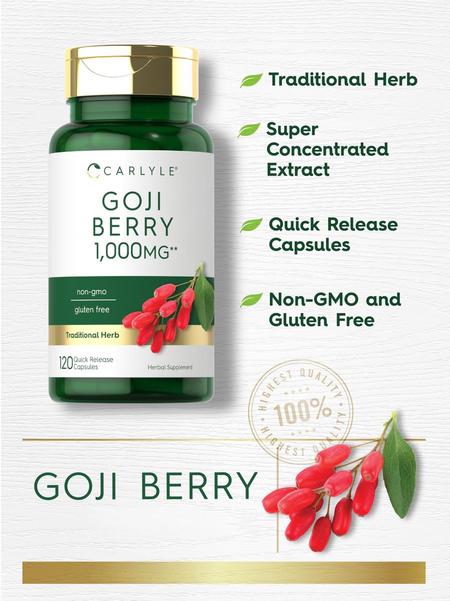 Carlyle Goji-Beere | 120 Kapseln | Konzentrierter Extrakt aus der Goji-Pflanze | Nicht-GMO, Glutenfrei