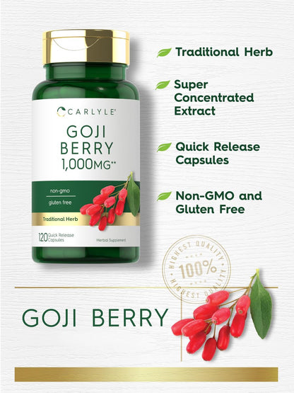 Carlyle Goji-Beere | 120 Kapseln | Konzentrierter Extrakt aus der Goji-Pflanze | Nicht-GMO, Glutenfrei