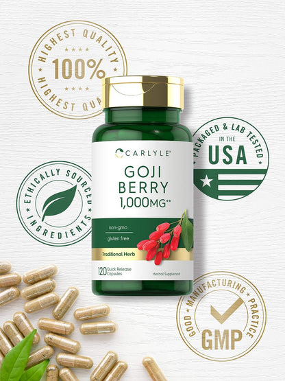 Carlyle Goji-Beere | 120 Kapseln | Konzentrierter Extrakt aus der Goji-Pflanze | Nicht-GMO, Glutenfrei