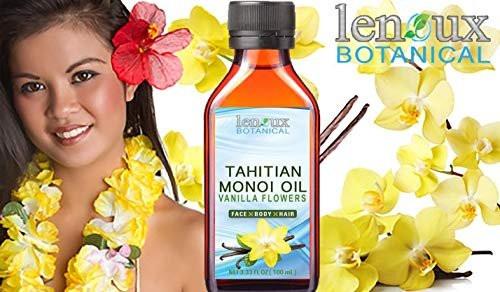 TAHITIAN MONOI ÖL VANILLE 100% Reines Feuchtigkeitsöl für Gesicht, Körper, Haare, Lippen und Nägel – 100 ml