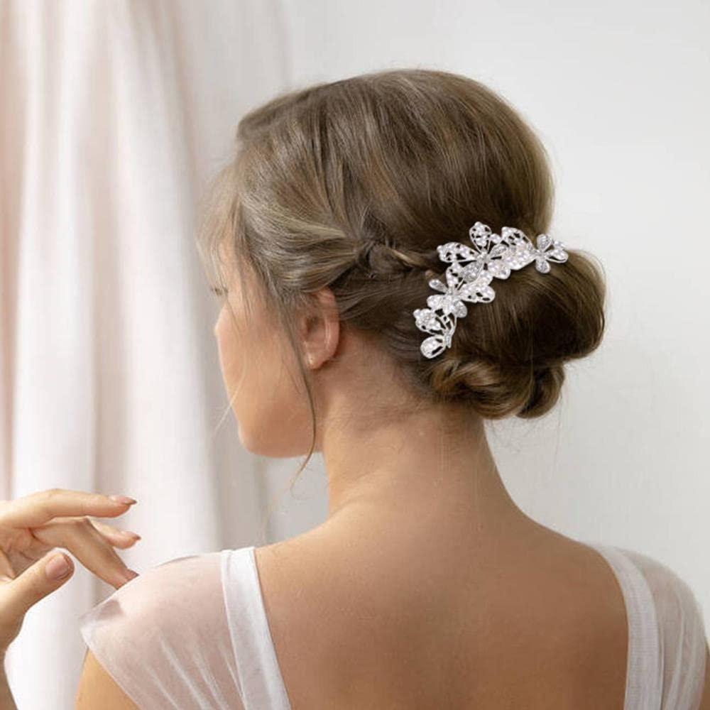 inSowni 32-teiliges Set Silberne Haarkämme für Hochzeiten + U-förmige und gedrehte Haarnadeln Accessoires mit Strass-Perlen für Frauen, Bräute, Brautjungfern